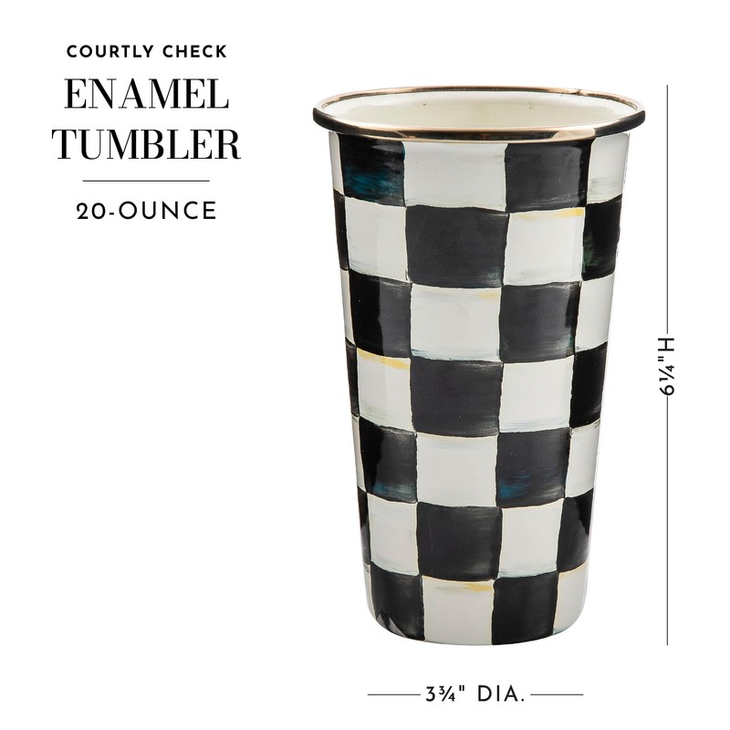 MACKENZIE-CHILDS Enamel Tumbler, Open Tumbler Cup, Cute Enamel Cup, 20
