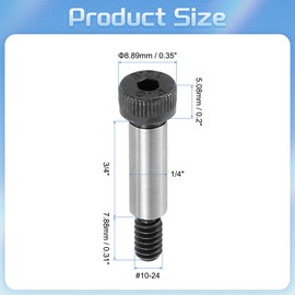 sourcing map Alloy Steel Hexagon Socket Head Shoulder Screws Bolt, 3/4" Shoulder Length, 1/4" Shoulder Dia, #10-24 Thread, 10pcs