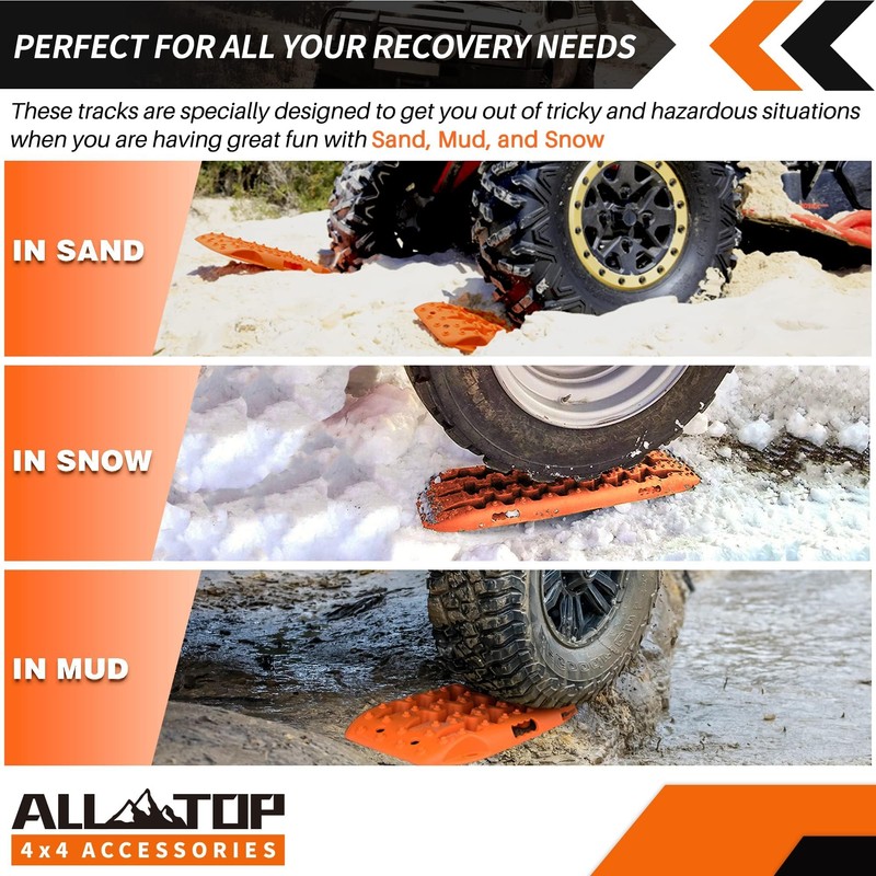 ALL-TOP Short Recovery Traction Boards, Off Road Bendable Tire Friction