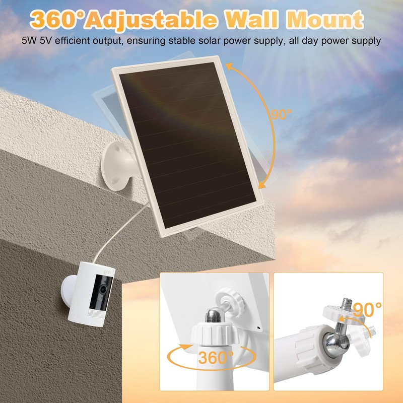 Solar Panel Charger for Ring Camera, Compatible with Ri ng