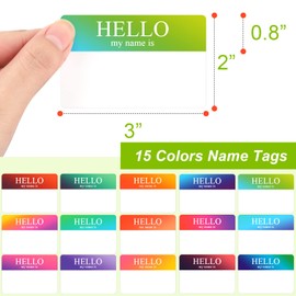 345 Pcs Name Tags Rainbow Sticker, Hello My Name is Stickers 15 Color, Hello My Name is Name Tag for School Office Home (3"x2")