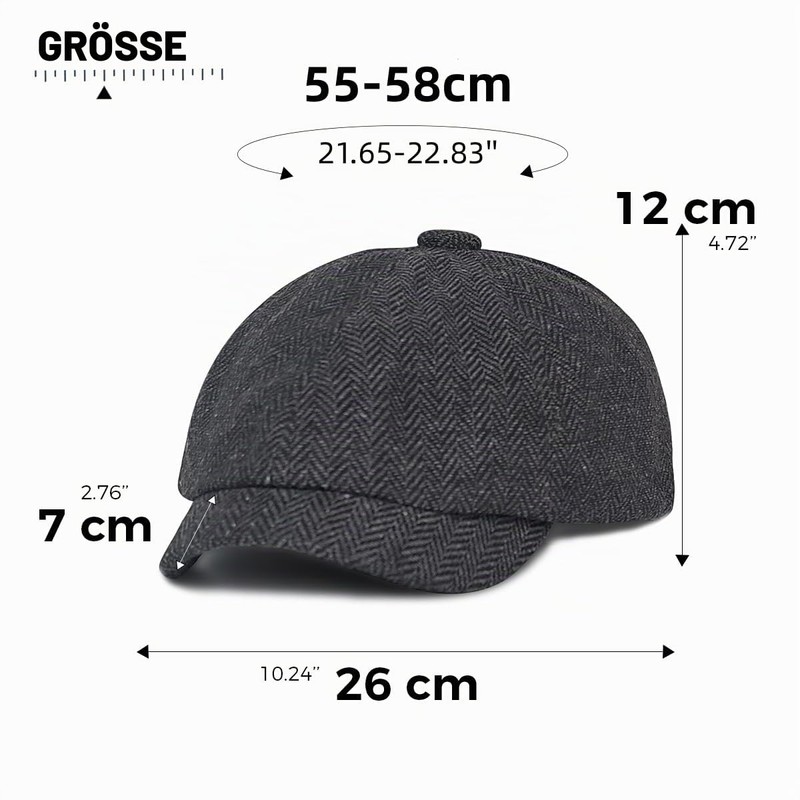 HIQIU Beret Cap Men's Flat Cap Gatsby Newsboy Cap, Herringbone
