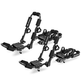 ARKSEN 2 Pair Universal Folding Kayak Roof Rack Heavy Duty Adjustable J-Bar Kayak and Canoe Carrier for Cars, SUVs, and Trucks