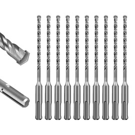 SALI Rotary Hammer Drill Bits 3/16"*6" 10 Pcs Rotary Hammer Drill Bits Concrete Masonry Hole Tool with Storage Case for Concrete, Stone, Brick