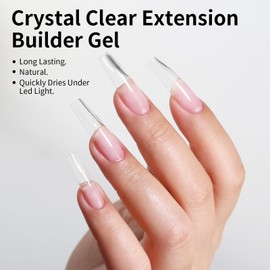 Firedeep Builder Gel Kit for Nails, 55g Clear Nail Strengthener and Extender for Long, Strong Nails for Professional Nail Salon Home DIY With Clear Nail Tips Model and Brush