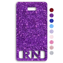 RN Badge Buddy Vertical Cute Registered Nurse Badge Buddy Colorful and Glitter Acrylic RN Card Perfect Size for Standard Nursing ID (Purple Glitter)