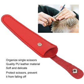 Brrnoo Salon Hair Scissor Bag, Professional PU Leather Scissors Safety Sheath, Red