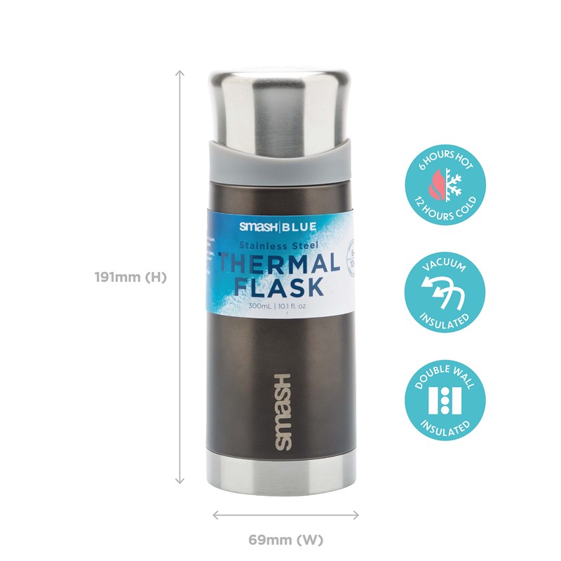 Smash Stainless Steel Flask 300ml, Black