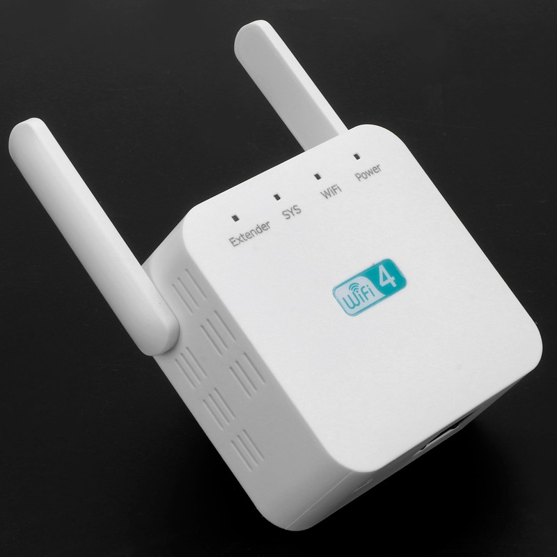 300M Repeater with Double Antenna Signal Amplifier Range Extender White