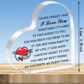 JMIMO I Love You Gifts for Him Her Anniversary Valentines Love Gifts for Husband Wife Boyfriend Girlfriend Heart Shaped Acrylic Keepsake Present