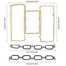 Slakerbe Intake Manifold Gasket Set, LR011343 LR011585 LR011586 Intake Manifold Gaskets Kit Compatible for Rover Range Rover Sport 5.0L 2010 2011 2012 2013 2014 2015 2016 2017 2018