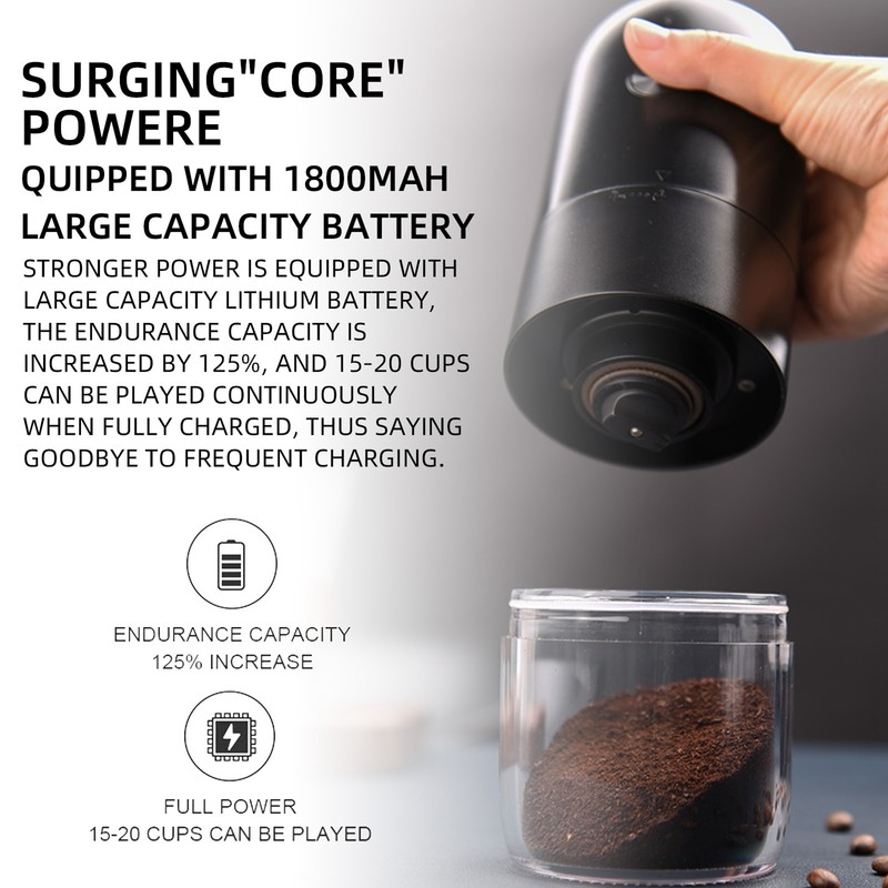 Portable Electric Coffee Grinder Type-C Rechargeable Coffee Bean Grinder with