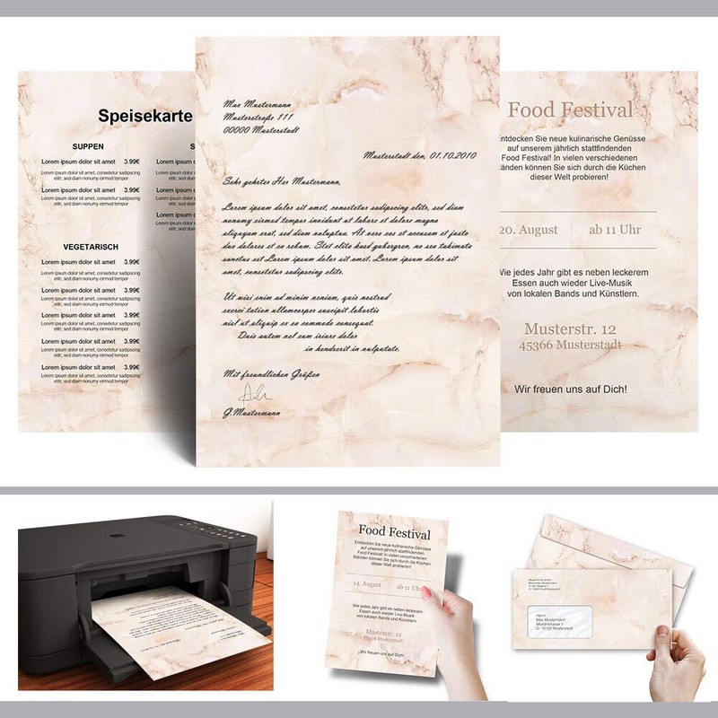 Letter Paper Marble & Structure Marble Terracotta DIN A4 Format