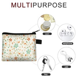FAVORTALK Small Coin Purse Floral Coin Pouch Portable Change Pouch for Women Girls Ladies Mini Change Holder for Coins ID Card Credit Card Keys Lipstick, 13906