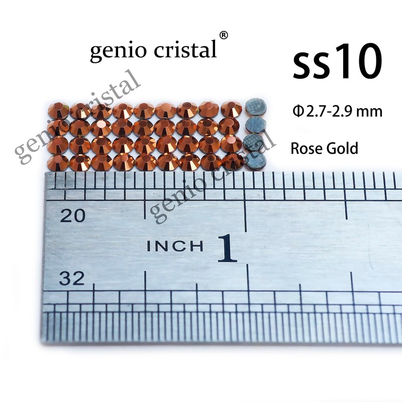 Genio Cristal Rose Gold SS10 Ultra Hotfix Rhinestones, 3600pcs Quality,