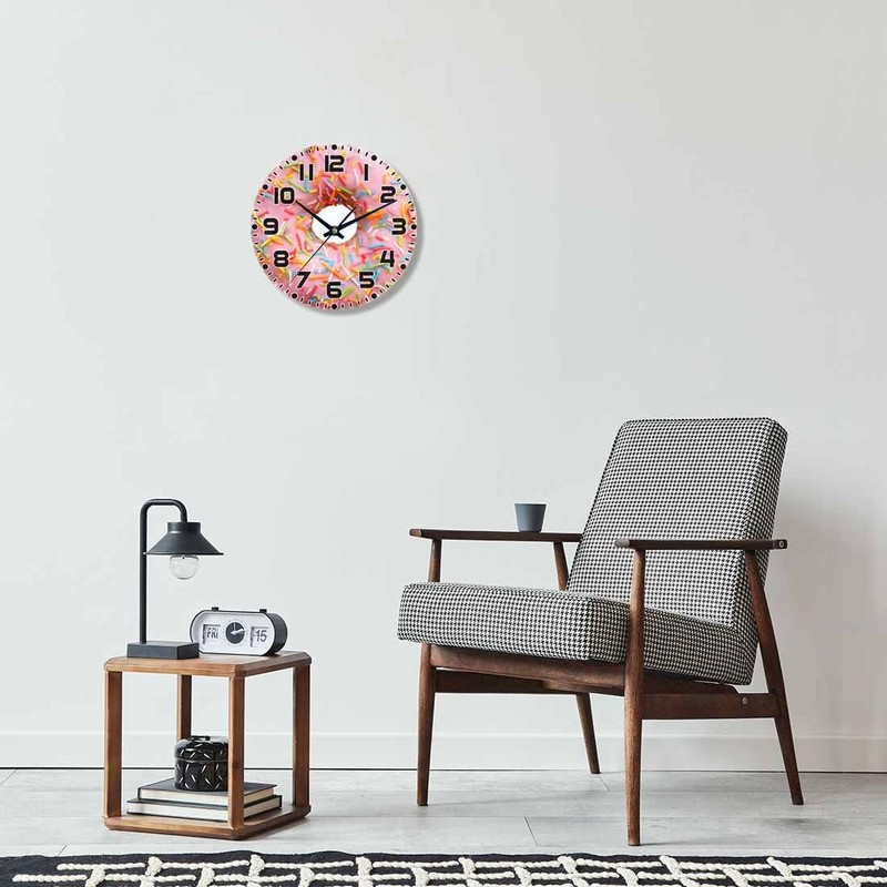 NOMEDOGYIM Donuts Wall Clock Single Pink Ones Battery Powered Wall