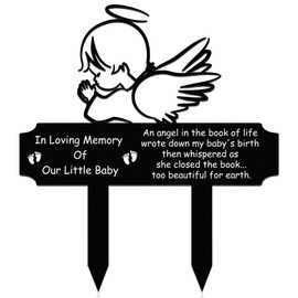 Buryeah Memorial Stakes Grave Decoration, Baby Style, Metal, 13.19 x 11.81 x 0.04 inches/ 33.5 x 30 x 0.1 cm, Waterproof, Garden Cemetery Decorations for Grave Yard