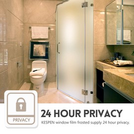 KESPEN Frosted Window Film Privacy Static Cling Heat Control UV Blocking, Non Adhesive Reusable Glass Stickers for Kitchen Home Bathroom Office, White Matte, 35.4 Inch X 6.5 Feet