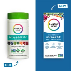 Rainbow Light Multivitamin for Men 50+, Vitamin C, D & Zinc, Probiotics, Men's One 50+ Multivitamin Provides High Potency Immune Support, Non-GMO, Vegetarian, 60 Tablets