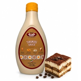 Alma Gourmet Tiramisu Topping Sauce 500g (17.6 oz) – Dessert Sauce for Coffee, Ice Cream and Milkshakes, Coffee Drizzle Sauce, Tiramisu Syrup for Lattes, Cakes, Gelato and Drinks