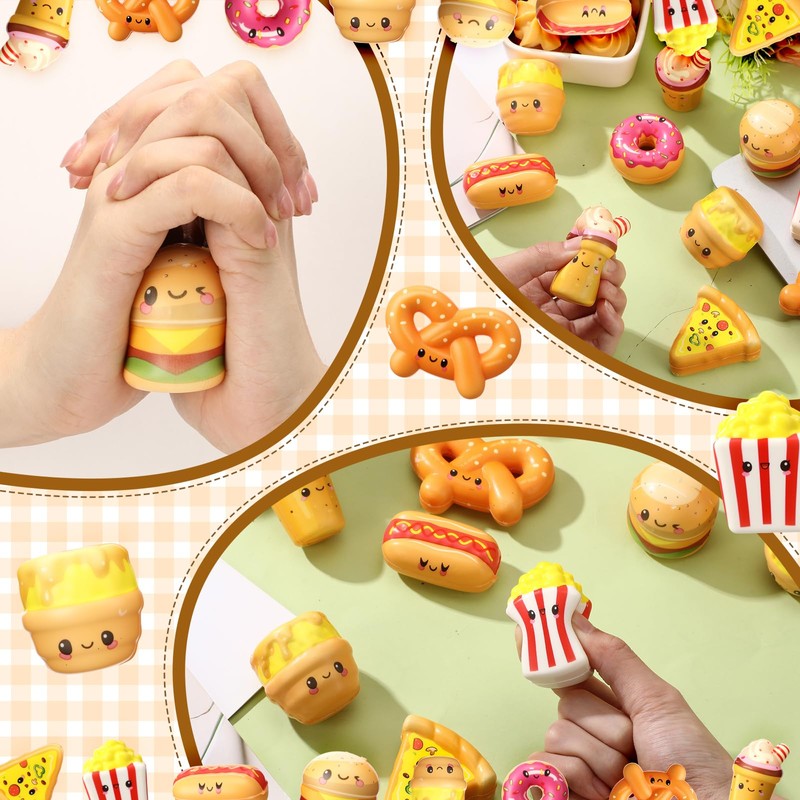 Hollowfly 56 Pcs Fast Food Stress Balls Bulk, Stress Relief
