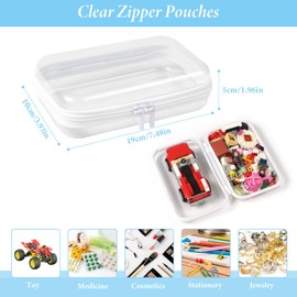 DARENYI Pack of 2 Transparent Toiletry Bag Hard Shells with Zip, Waterproof Storage Box for Cosmetics, Toys, Toiletries, Building Blocks & Puzzles (19 x 10 x 6 cm)