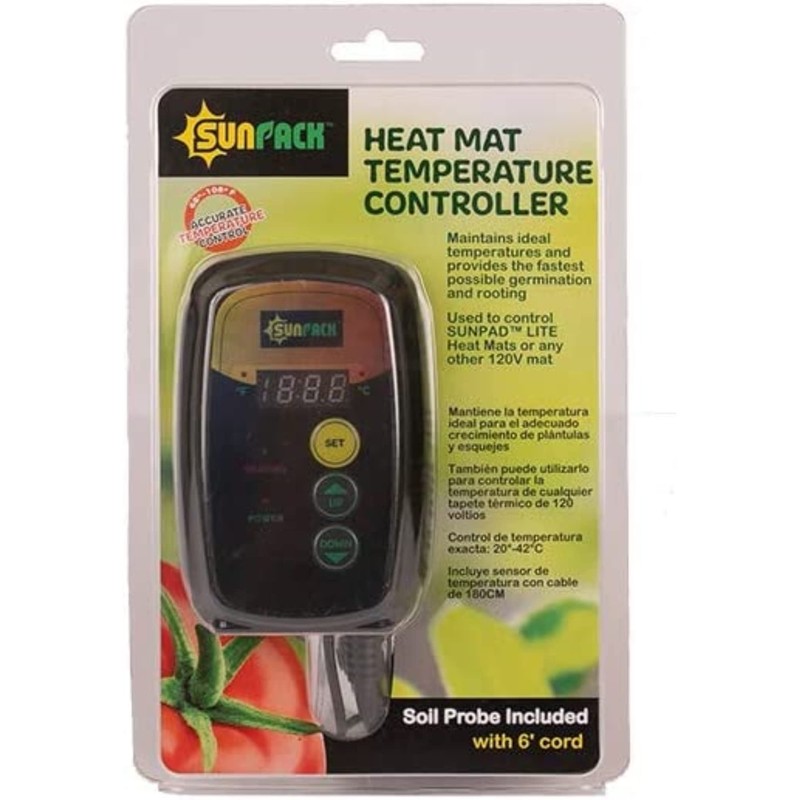 SUNPACK Digital Heat Mat Temperature Controller, Black - Includes Soil
