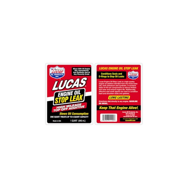 Lucas Oil Engine Oil Stop Leak Top Off Additive/12x1/Quart
