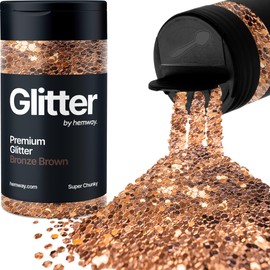 Hemway Premium Glitter Shaker - Bronze Brown | Super Chunky Metallic Flake Sequins for Resin & Epoxy Crafts | Craft Supplies for Tumblers, Festival, Hair, Face, Body, Eye & Nail Art | 115 g