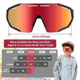 Meecoo Spring Youth Baseball Sunglasses for Boy 8-12 with 3 Interchangeable Lenses,TR90 Frame UV400 Protection Biking Glasses