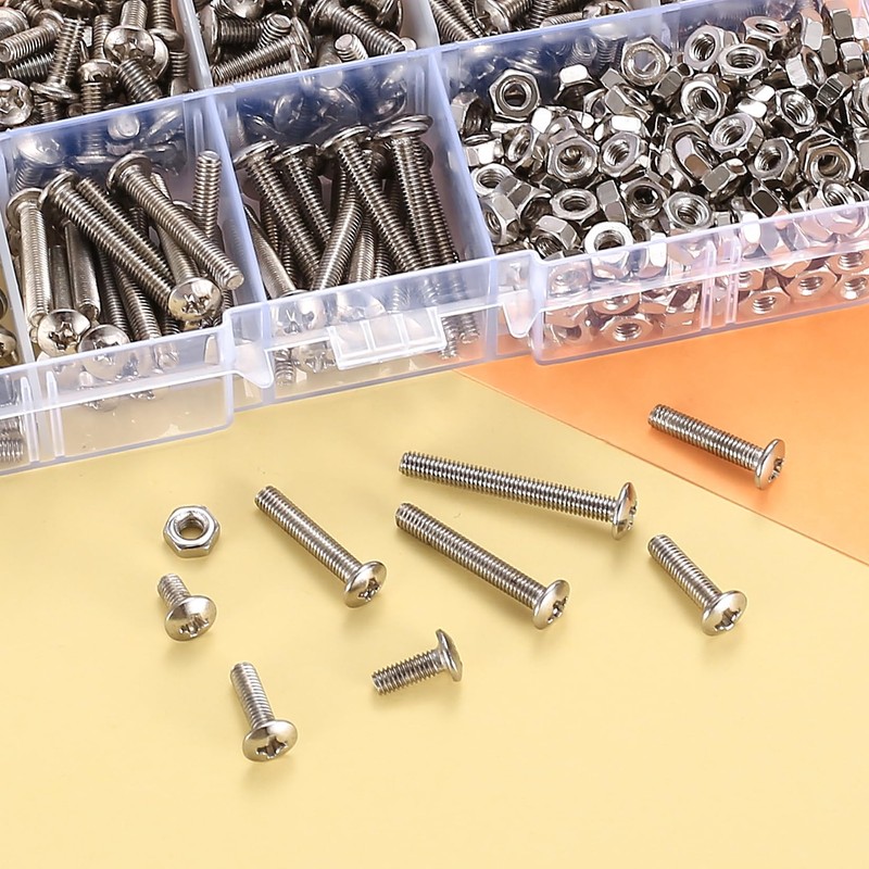530 Piece M3 Screw Set, Pan Head Screws Nuts Set,