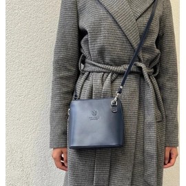 LeahWard Women's Italy Genuine Leather Cross Body Bag Small Quality Handbags (BLACK H16cm x W18cm x D8cm)