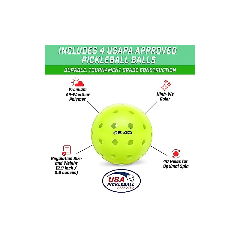 GoSports GS1 Pickleball Paddles - Single, 2 Pack, or 4