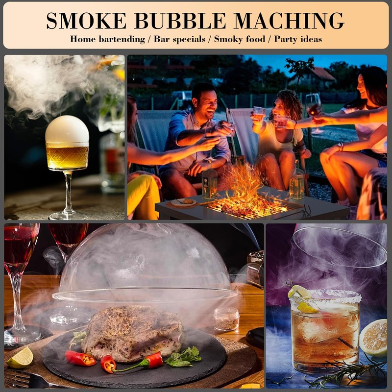 Cocktail Bubble Smoke Gun Accessories, Contains 4 Hickory Flavors, 4