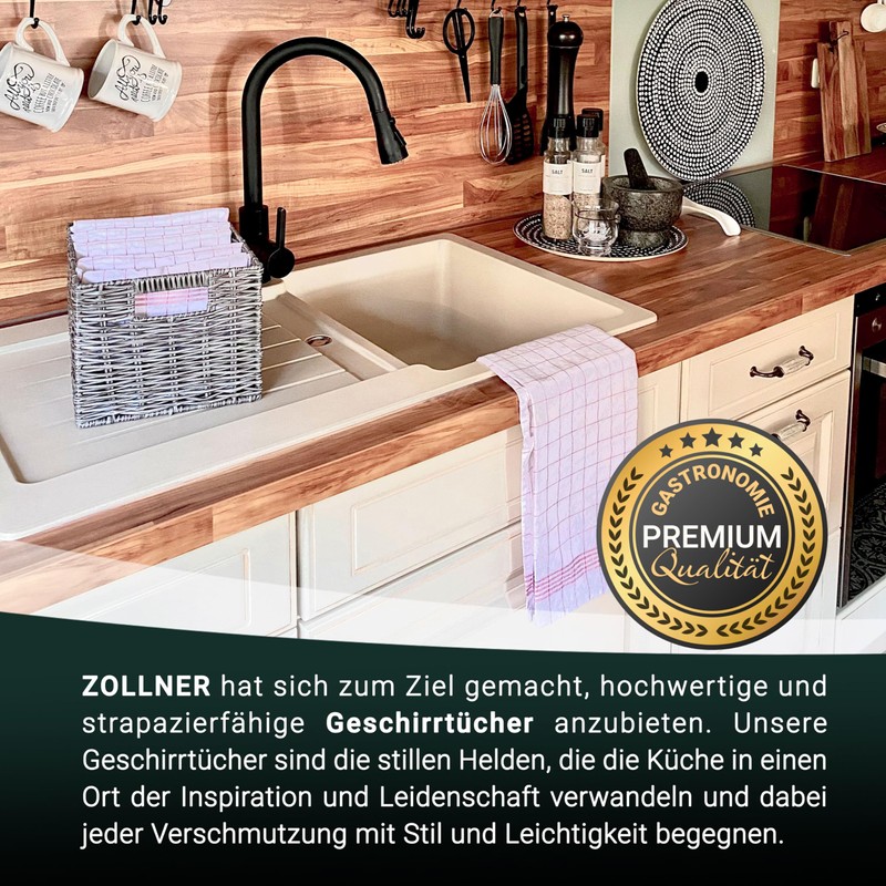 Zollner 001 Tea Towels, Half Linen, 50 x 70 cm,