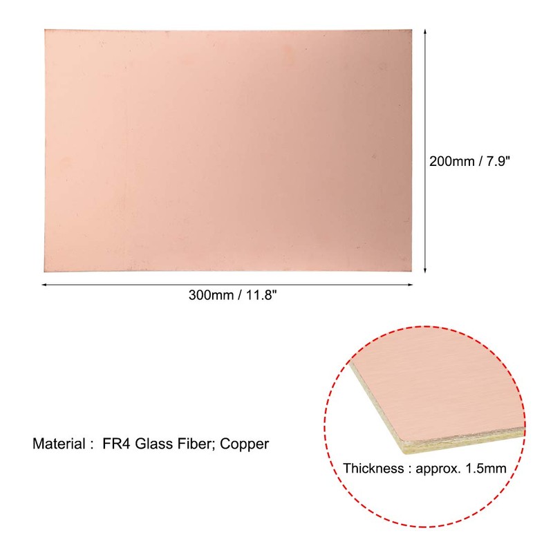 sourcing map One-sided copper-clad laminate circuit board FR4 300 x