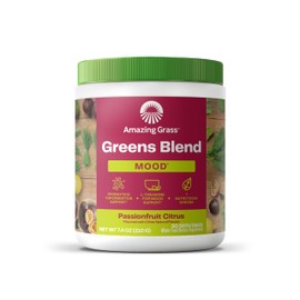 Amazing Grass Amazing Grass Greens Blend Mood: Super Greens Powder Smoothie Mix for Mood, Relaxation & Stress Support with Organic Spirulina, Chlorella, Beet Root Powder, Digestive Enzymes & Probiotics, 30 Servings