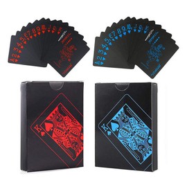 LMOOON 2 Decks Black Playing Cards PVC Plastic Cards Poker Card Game Waterproof Playing Cards Use for Party and Game