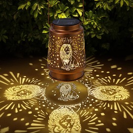 Solar Lanterns Outdoor Waterproof Lion Garden Decorations Gifts for Women Gifts for Mom Grandma Birthday Gifts Hanging Solar Lanterns Outdoor for Garden Decoration, Patio, Lawn, Pathway