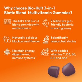 Bio-Kult 3in1 Biotic Blend Probiotic Gummy with Multivitamins, for Teens 13+, Blackcurrant Flavour, 30 Gummies