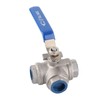 1pc Stainless Steel SUS304 Pipe Ball Valve Three Way T