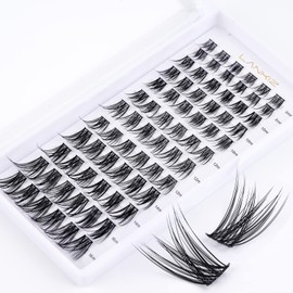LANKIZ DIY Eyelash Extension,Cluster Lashes Individual Lash Extensions,72 Clusters, Soft and Lightweight 8-16mm Mix Resuale Wide Band Cluster Lashes for Home use (Sunshine-C-Curl)