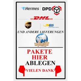 Leave Package Here Bleach Signs, 20 cm x 30 cm Metal Signs, Delivery Decor for the Front Door, Leave Package Here Metal Tin Sign (DE Downward 2310)