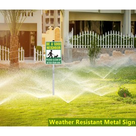Please Clean Up After Your Dog Sign, 8" x 28" Pick Up After Your Dog Sign, Aluminum No Dog Poop Signs for Lawn, No Pooping Dog Signs for Yard, Reflective and Weather Resistant (Be a Good Neighbor)