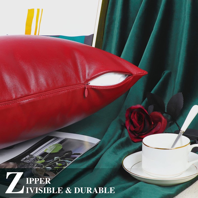 BRAWARM Faux Leather Throw Pillow Covers 12 X 20 Inches