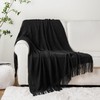 Battilo Black Throw Blanket with Fringe, Bed Throws for Home