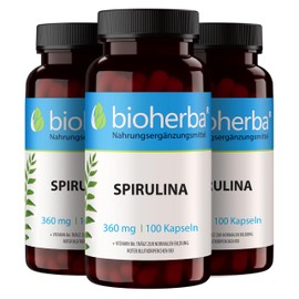 Spirulina Capsules - Pack of 300 High Dose with 360 mg Spirulina & Vitamin B6 for Everyday Use by BIOHERBA PZN 18215362