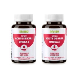 Life180 Dúo Omega 3 Aceite de Krill con Astaxantina Pack de 2  Suplemento Alimenticio con DHA, EPA y Fosfolípidos para el Soporte Cardiovascular y... 