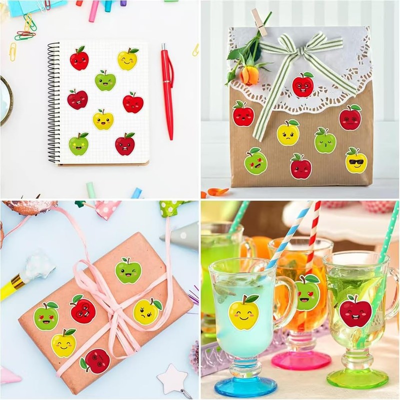 500 Pcs Apples Roll Stickers 16 Designs Lovely Fruit Sticker