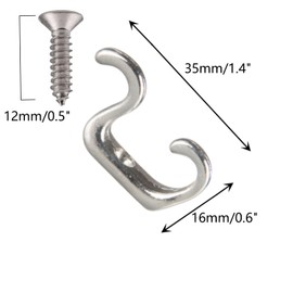 Dorytop 8-Pack Jewelry Hooks, Mini Small Hooks Necklace Hook Door Hook Drawer Hook Jewelry Box Makeup Caseswith 8 Screws